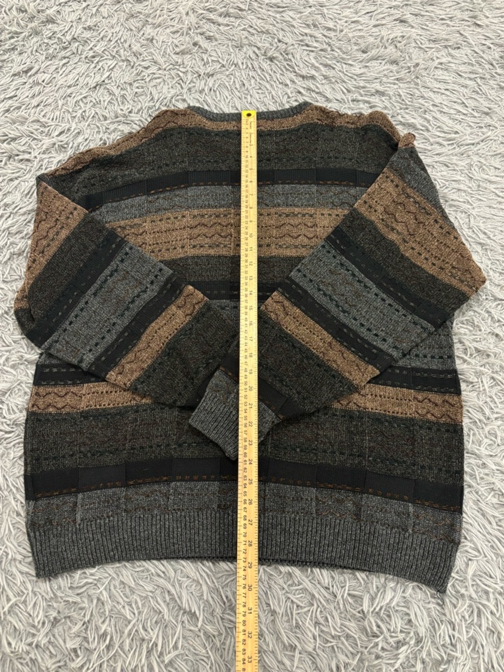 Vintage Gianfranco Ruffini Italy Sweater Men Size XL Brown Grandpa Abstract Y2K - Picture 6 of 6
